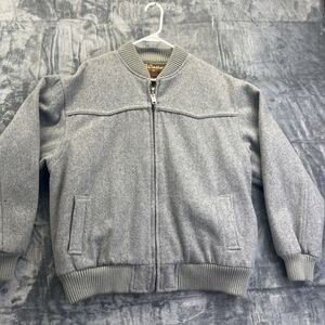 Walls Ranch Wear Wool Bomber Jacket Size Large Grey